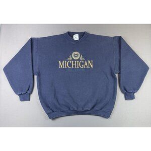 Rare Vintage 90s Michigan Wolverines Navy Blue Crewneck Sweatshirt NCAA Sports